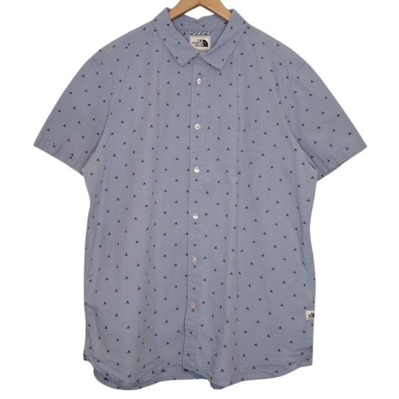 The North Face Other - The North Face Blue Patterned Short Sleeve Button Down Shirt Sz XXL